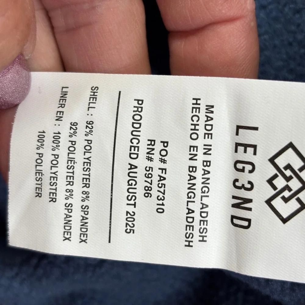 LEG3ND Ladies Blue Fleece Lined Hooded Jacket Full Zip LD5588E legend Large NWT‎